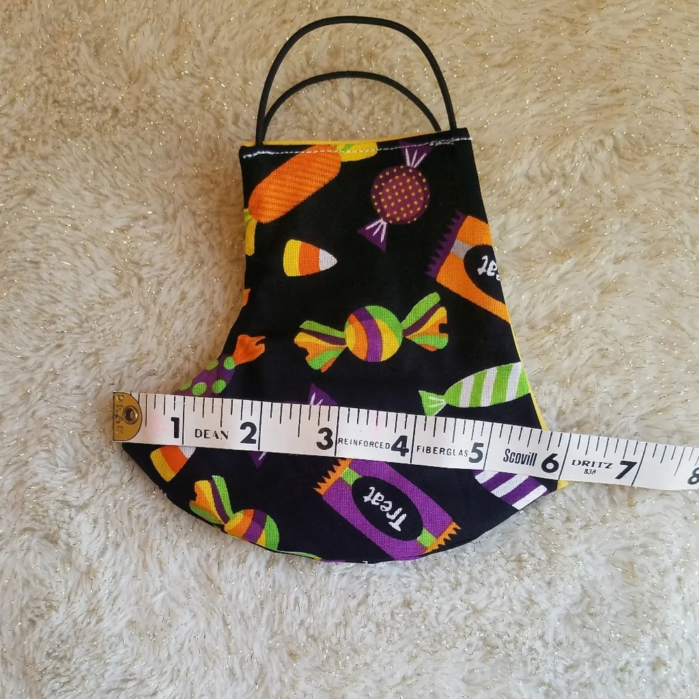 Handmade Ladies Reversible Face Mask Black Yellow Halloween Candy Sugar Skull
